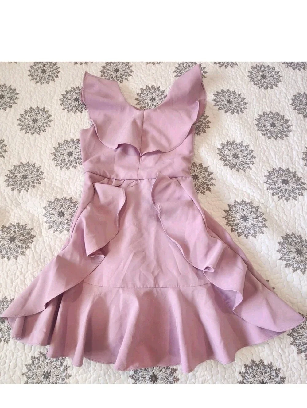 Rare Editions Girls Lilac Ruffle Fit & Flare Special Occasion Dress Size 12